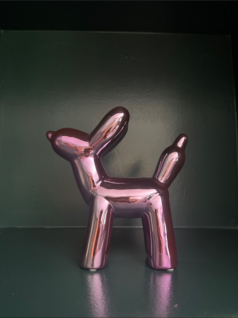 Metallic Pink Balloon Dog Sculpture - Home Art Accent